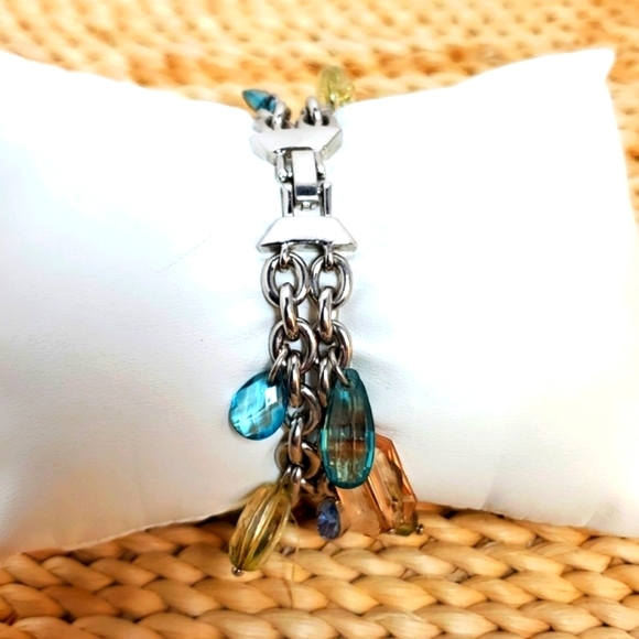 BRACELET SILVER W/ MULTICOLOR CHARMS - Picture 2 of 3